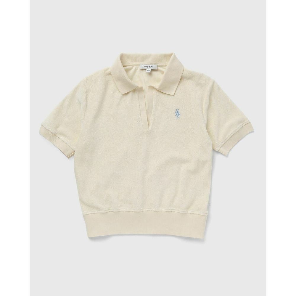 Sporty & Rich Terry Cloth Monogram Polo Shirt XS